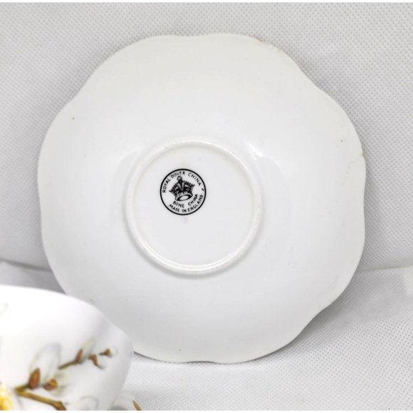 Royal Dover China Teacup & Saucer, Vibrant Floral Design, Gold Trim, Vintage - Picture 9 of 15